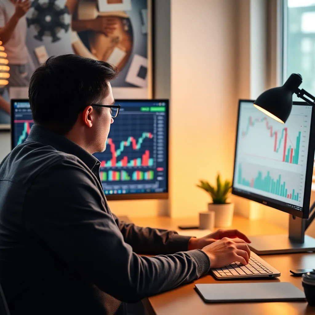 Nederlandse belegger analyseert financiële grafieken op computer