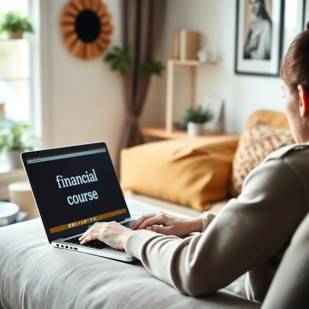Student die online financiële cursus volgt op laptop