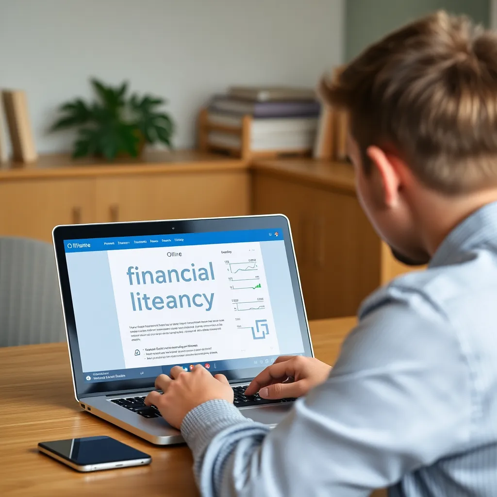 Student volgt online financiële proefles op laptop