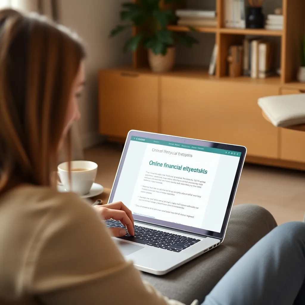 Student die online financiële cursus volgt op laptop