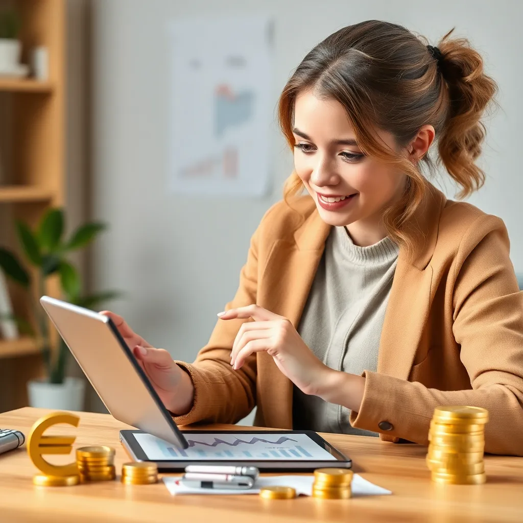 Jonge Nederlandse professional die financiële planning doet op een tablet